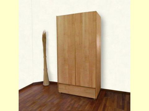 LETTO Schrank 2-türig mit Sockelschubkasten- Kleiderschrank - Biomöbel Erle
