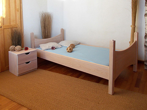 ROSINA Kinderzimmer Bett Erle massiv naturweiß Biomöbel